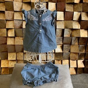 Denim shirt and shorts